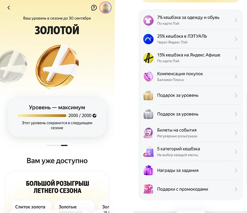 Золотой уровень программы Свои Плюсы